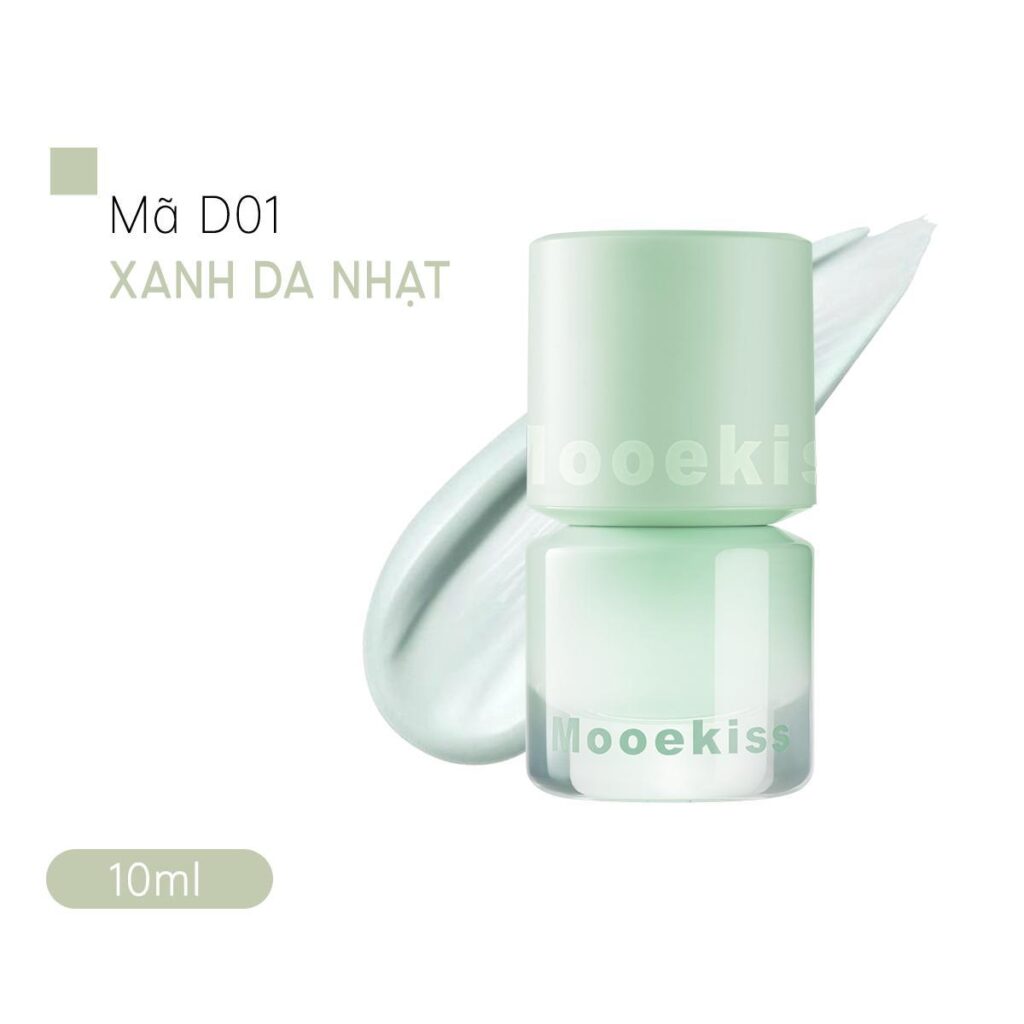 Mooekiss Kem lót chỉnh sắc căng bóng 10g D01 Xanh nhạt