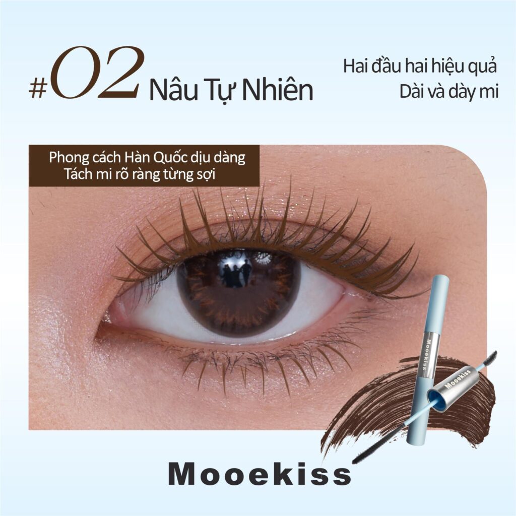 Mooekiss Mascara hai đầu 3.5g+3g 02 Nâu tự nhiên
