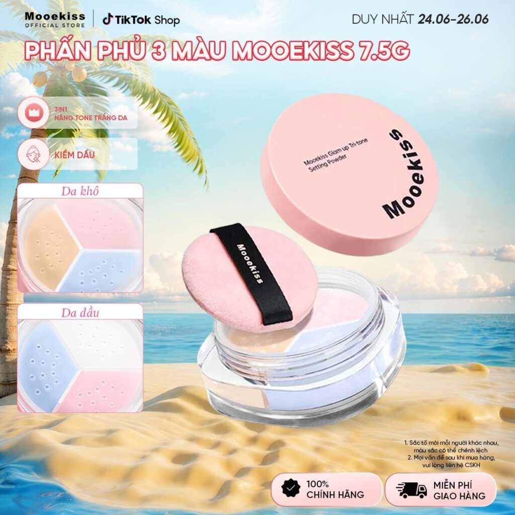 Mooekiss Phấn phủ bột 3 màu hiệu chỉnh 7.5g 03
