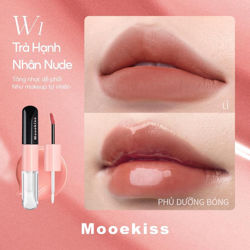Mooekiss Son kem bóng hai đầu giữ màu 3.1g+3.1g W1 Nude trà mơ