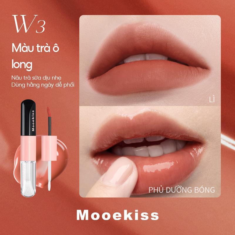 Mooekiss Son kem bóng hai đầu giữ màu 3.1g+3.1g W3 Thạch ô long