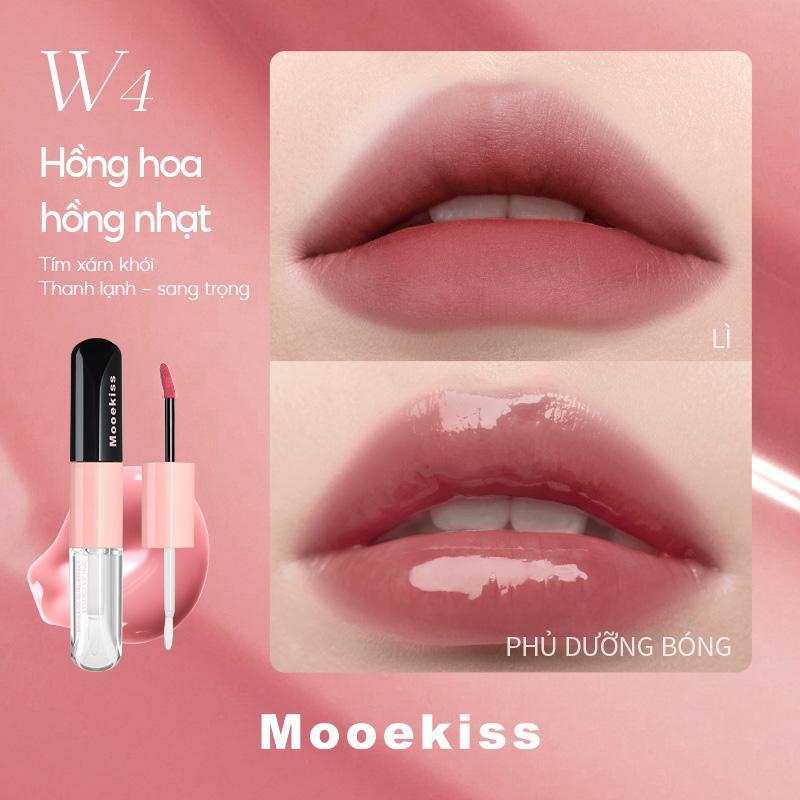 Mooekiss Son kem bóng hai đầu giữ màu 3.1g+3.1g W4 Hồng hoa hồng