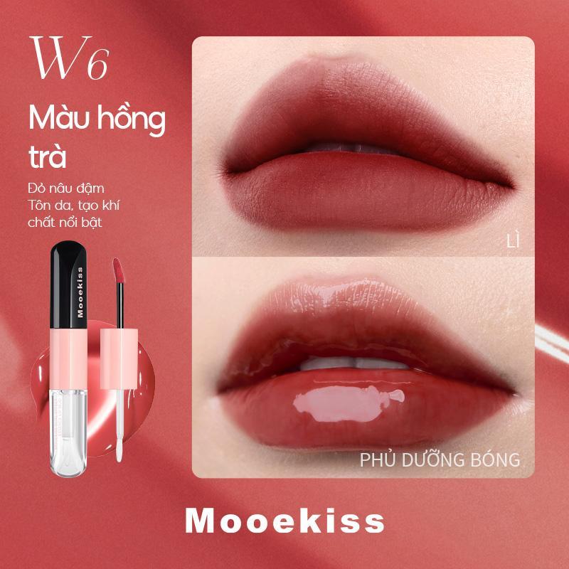 Mooekiss Son kem bóng hai đầu giữ màu 3.1g+3.1g W6 Thạch trà đen