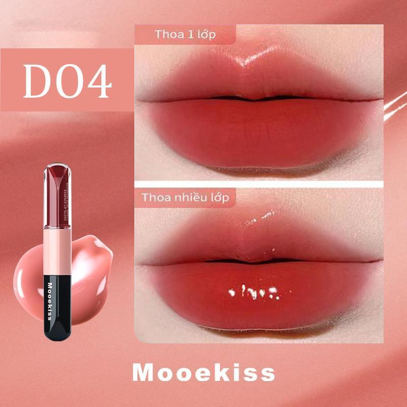 Mooekiss Son kem bóng serum hai đầu 3ml+3ml D04 Cà chua mứt hoa hồng