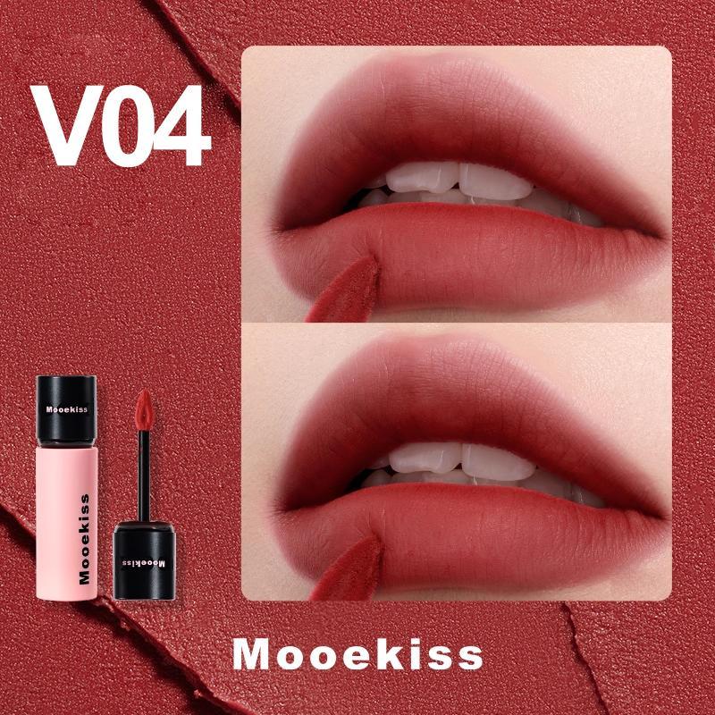 Mooekiss Son kem bùn lì mịn 2g V04 Đỏ rượu quả mọng