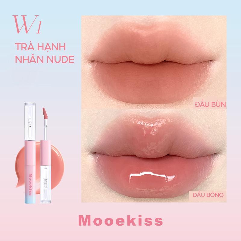 Mooekiss Son tint hai đầu bền màu 1.5g+1.5g (Phiên bản xanh-hồng) W1 Trà mơ nude